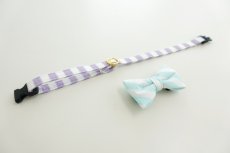 画像7: Candyシリーズ・パープルボーダー×ボーダー柄リボン首輪/2色展開 (7)