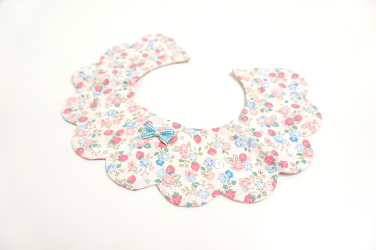 画像2: 『Ｆｌｏｒａｌ・Ｓｔｒａｗｂｅｒｒｙ』 （フローラル ストロベリー） /猫のスタイ首輪/シングル衿【ロングタイプ】2色展開 (2)