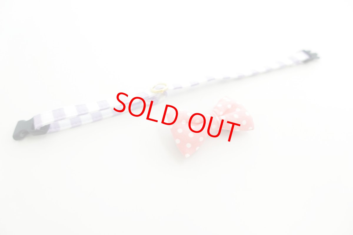 画像3: Candyシリーズ・パープルボーダー×ピンクドットリボン首輪 (3)