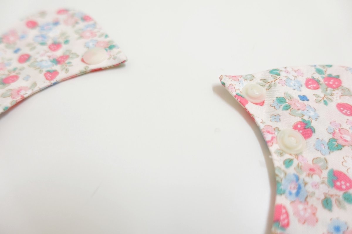 画像7: 『Ｆｌｏｒａｌ・Ｓｔｒａｗｂｅｒｒｙ』 （フローラル ストロベリー） /猫のスタイ首輪/シングル衿【ロングタイプ】2色展開 (7)