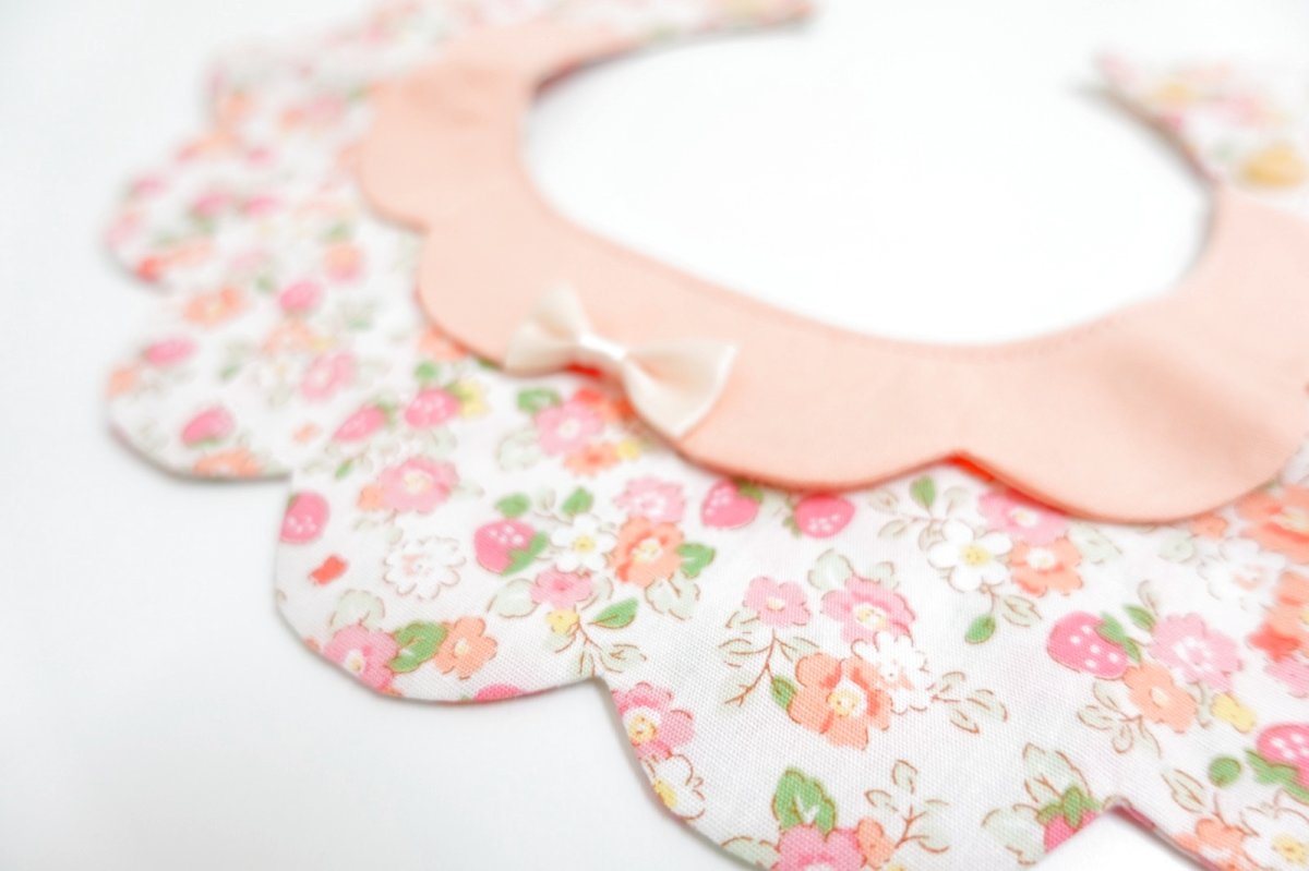 画像7: 『Ｆｌｏｒａｌ・Ｓｔｒａｗｂｅｒｒｙ』 （フローラル ストロベリー）×無地/猫のスタイ首輪/ダブル衿【ロングタイプ】2色展開 (7)