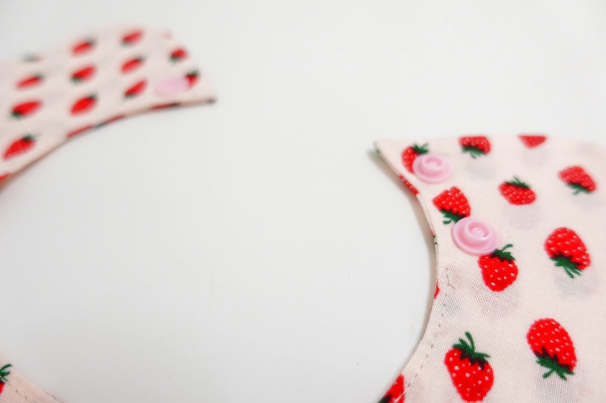 画像7: イチゴ柄/猫のスタイ首輪/シングル衿【ロングタイプ】3色展開 (7)