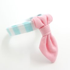 画像2:  Candyシリーズ・水色ボーダー×無地・ネクタイ/4色展開 (2)
