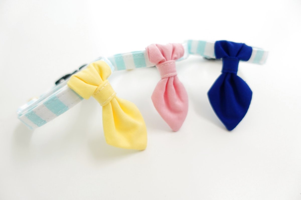 画像5:  Candyシリーズ・水色ボーダー×無地・ネクタイ/4色展開 (5)