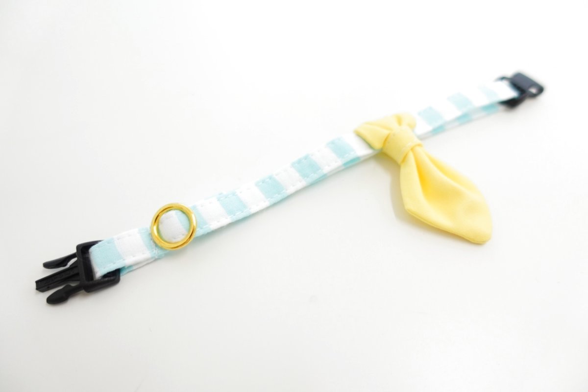 画像6:  Candyシリーズ・水色ボーダー×無地・ネクタイ/4色展開 (6)