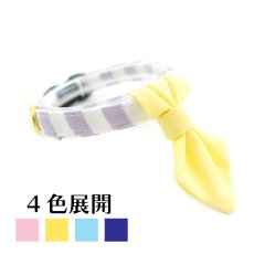 画像1:  Candyシリーズ・パープルボーダー×無地・ネクタイ/4色展開 (1)