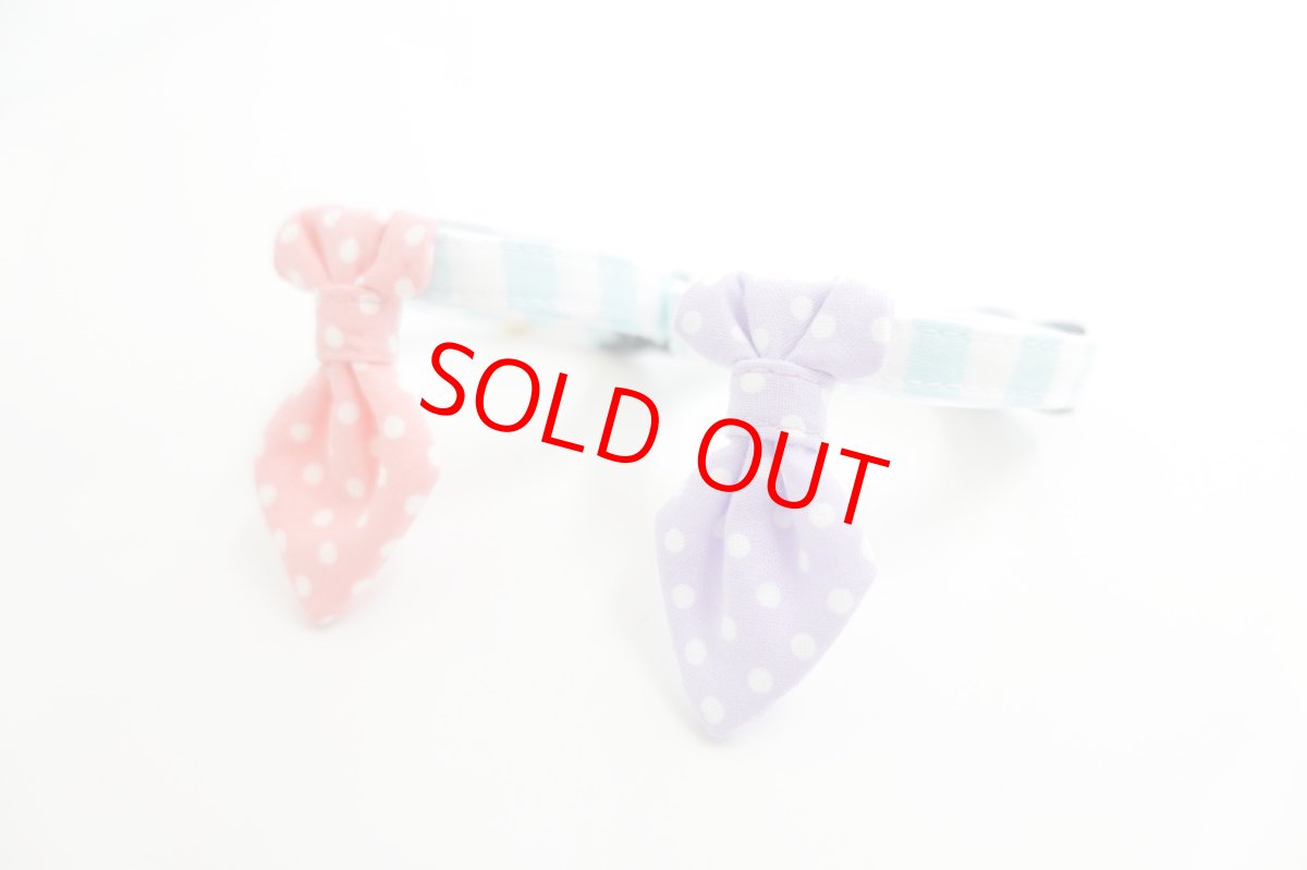 画像5:  Candyシリーズ・水色ボーダー×ドット柄・ネクタイ/2色展開 (5)