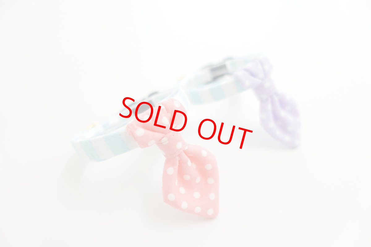 画像4:  Candyシリーズ・水色ボーダー×ドット柄・ネクタイ/2色展開 (4)