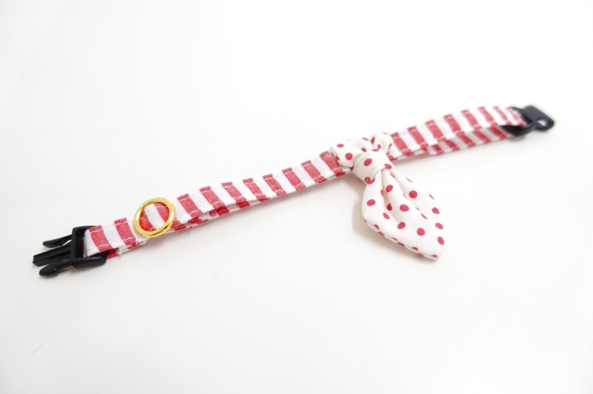 画像4:  Candyシリーズ・レッドボーダー×ドット&小花柄・ネクタイ/2色展開 (4)