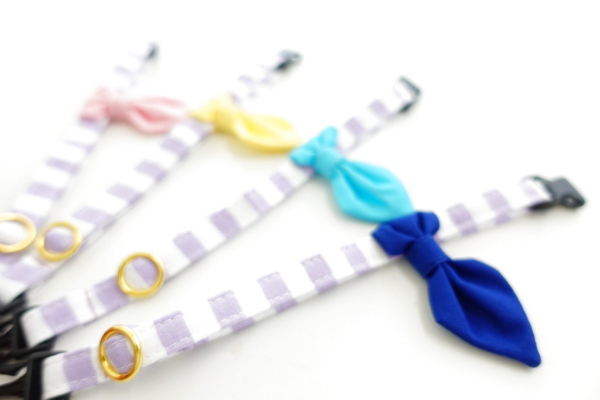 画像6:  Candyシリーズ・パープルボーダー×無地・ネクタイ/4色展開 (6)