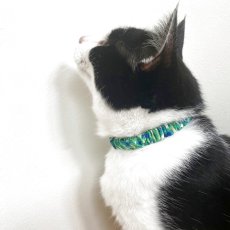 画像6: エアリーシュシュ・LIBERTYファブリック・シュシュ猫首輪・Betsy Sta（ベッツィスター）ホワイト/パール (6)
