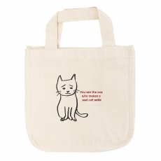 画像1: 12oz キャンバスホリデートートNonbillieチャリティーバッグ/you are tha oen who makes a sad cat smaile (1)