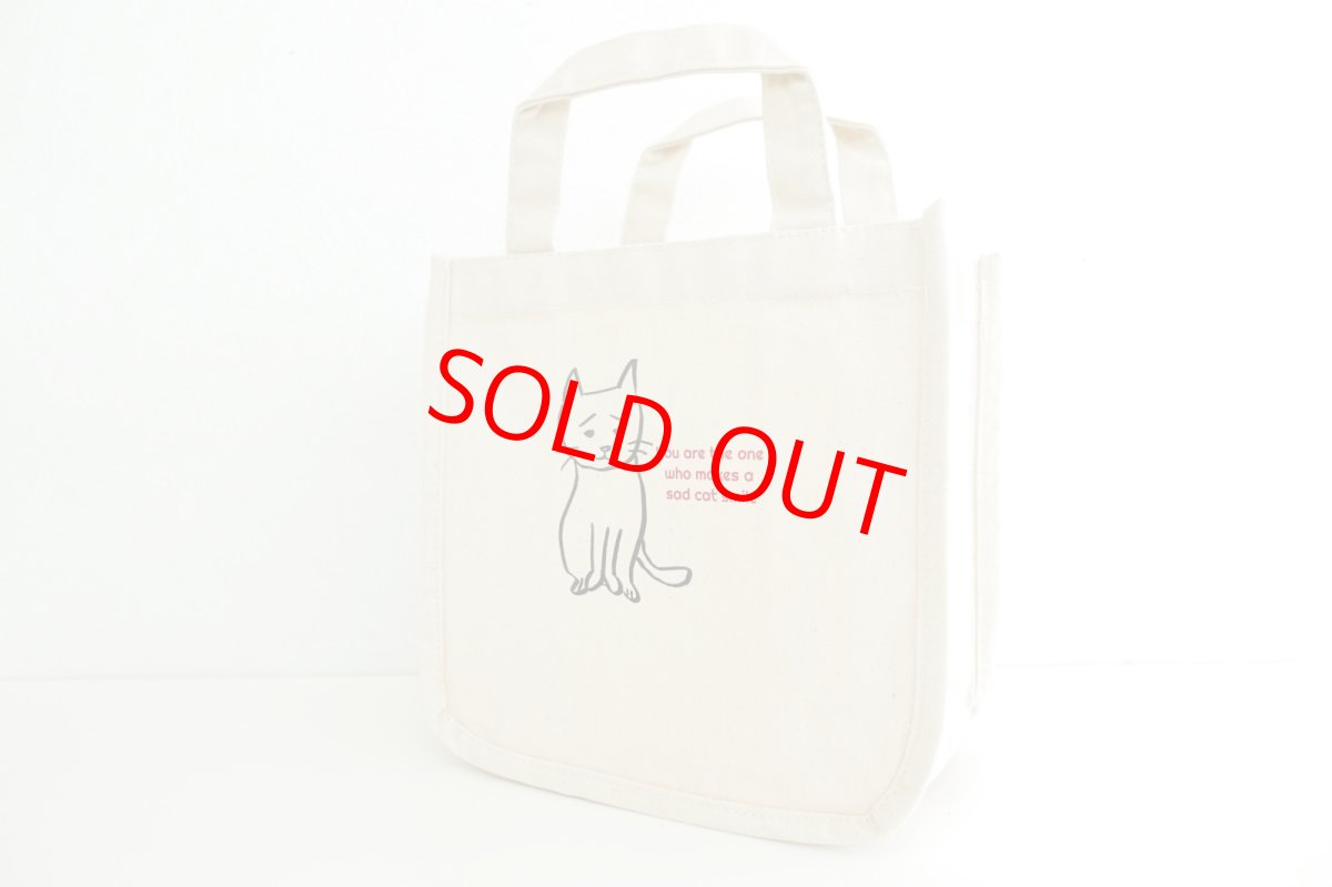 画像2: 12oz キャンバスホリデートートNonbillieチャリティーバッグ/you are tha oen who makes a sad cat smaile (2)