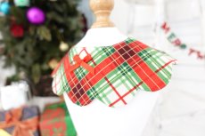 画像2: クリスマスチェック /猫のスタイ首輪/シングル衿【ロングタイプ】 (2)