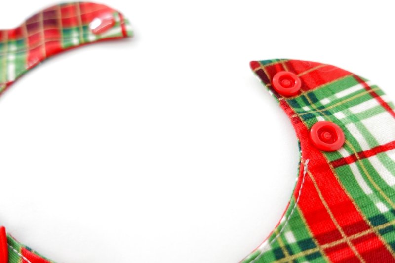 画像2: クリスマスチェック /猫のスタイ首輪/シングル衿【ロングタイプ】