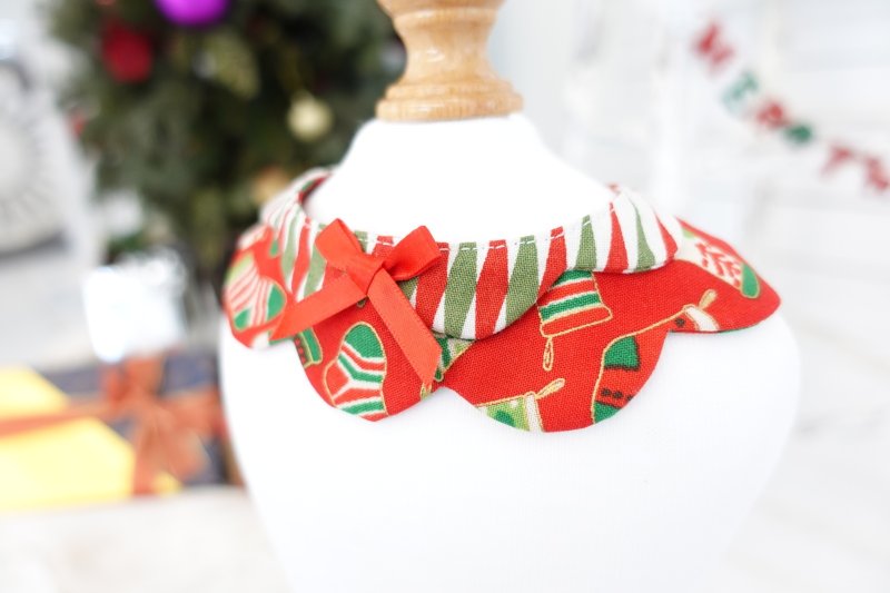 画像2: クリスマスキャロル/猫のスタイ首輪/ダブル衿【ショートタイプ】