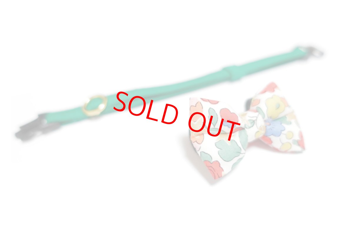 画像3: LIBERTY Fabrics・リバティ・ファブリックス・リボン猫首輪・Betsy Sta（ベッツィスター）ホワイト/パール (3)