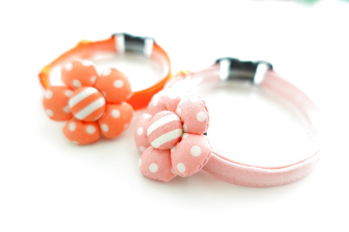 画像7: NEWドットボーダー・フラワーモチーフの首輪(グリーン) (7)