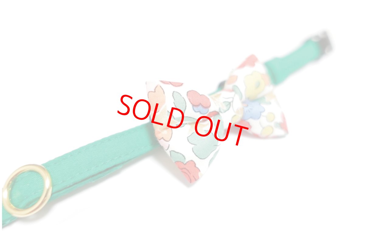 画像2: LIBERTY Fabrics・リバティ・ファブリックス・リボン猫首輪・Betsy Sta（ベッツィスター）ホワイト/パール (2)