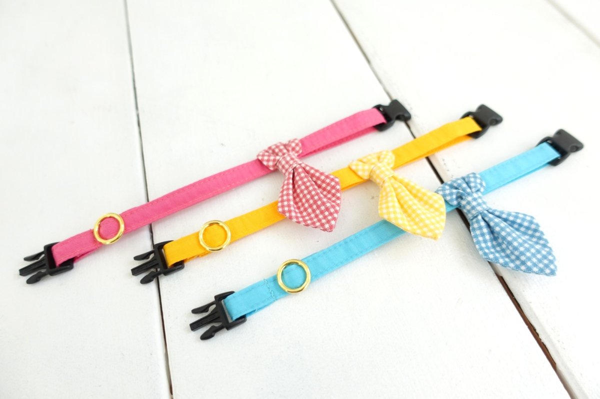 画像2: Basic gingham Check/ベーシックギンガムチェック/ネクタイ首輪(水色) (2)