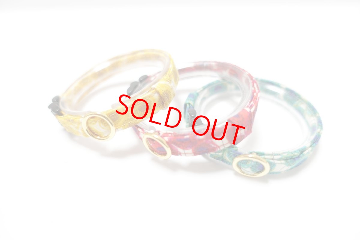 画像2: 子猫用首輪・エアリー首輪・LIBERTY Fabrics・リバティ・ファブリックス猫首輪（Xanthe Sunbeam ザンジー・サンビーム）グリーン (2)