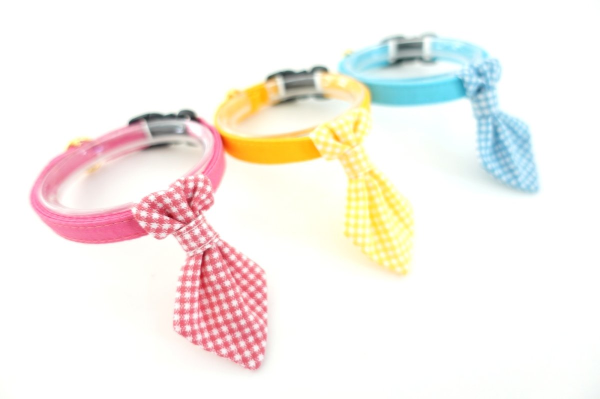 画像3: Basic gingham Check/ベーシックギンガムチェック/ネクタイ首輪(水色) (3)