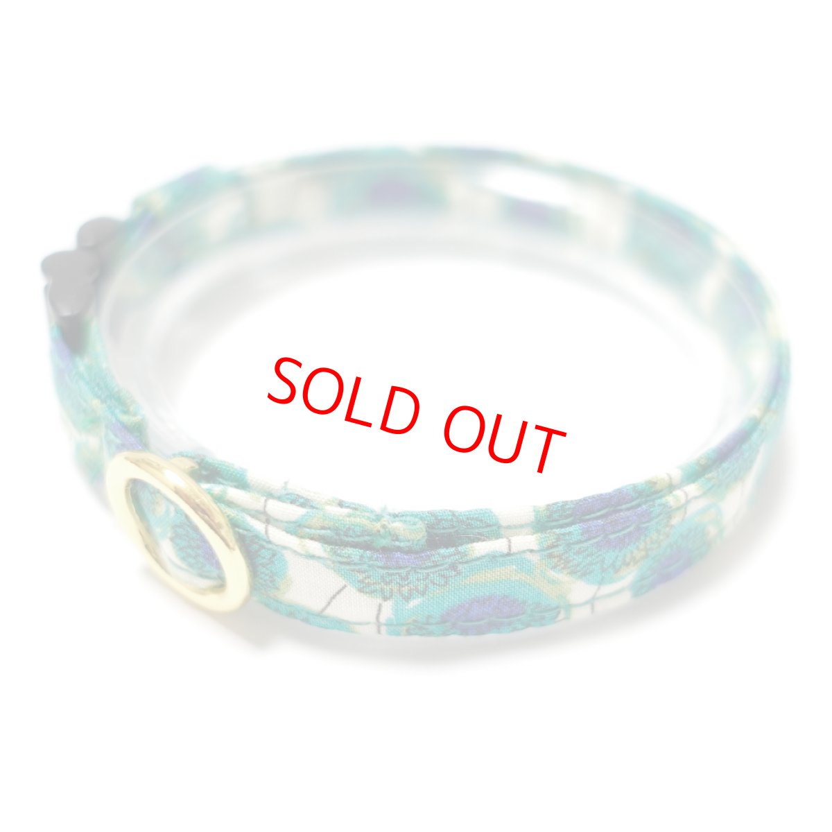 画像1: 子猫用首輪・エアリー首輪・LIBERTY Fabrics・リバティ・ファブリックス猫首輪（Xanthe Sunbeam ザンジー・サンビーム）グリーン (1)