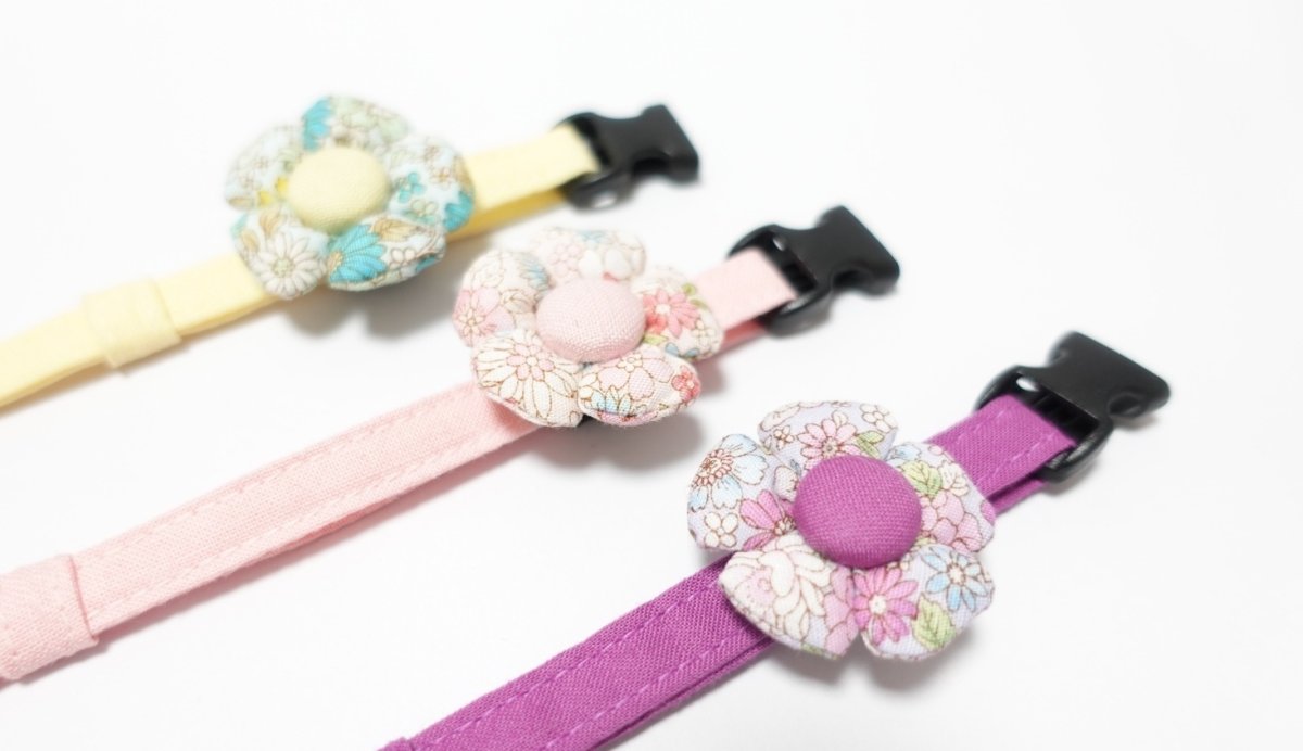 画像5: Petite Fleur/プチフルール/フラワーモチーフ猫首輪(水色) (5)