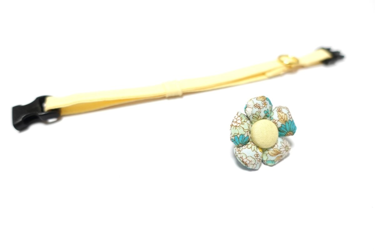 画像2: Petite Fleur/プチフルール/フラワーモチーフ猫首輪（イエロー） (2)