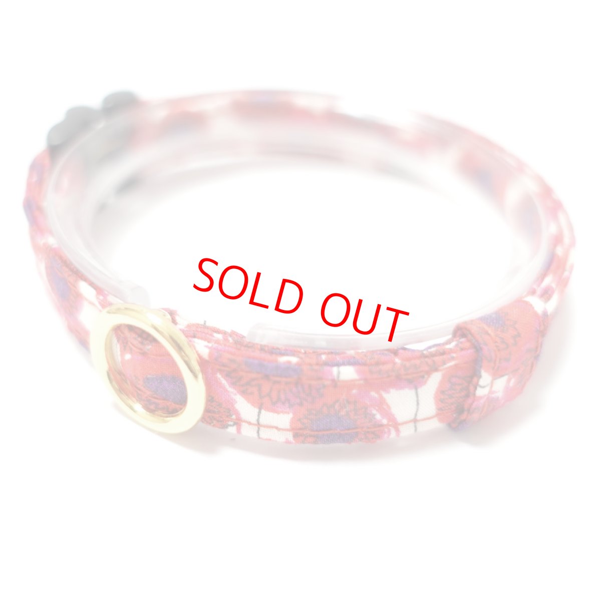 画像1: エアリー首輪・LIBERTY Fabrics・リバティ・ファブリックス猫首輪（Xanthe Sunbeam ザンジー・サンビーム）レッド (1)