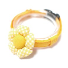 画像1: Ｂasic gingham Check/ベーシックギンガムチェック/フラワーモチーフ猫首輪（（イエロー） (1)