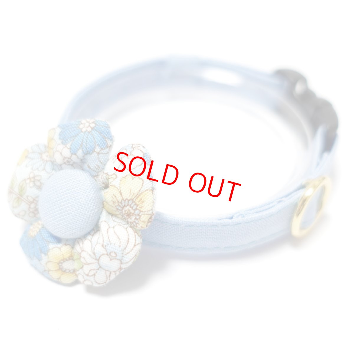 画像1: Petite Fleur/プチフルール/フラワーモチーフ猫首輪（水色） (1)