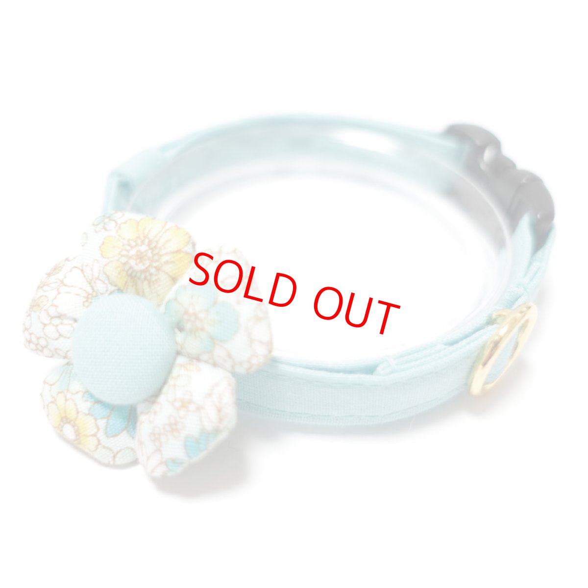 画像1: Petite Fleur/プチフルール/フラワーモチーフ猫首輪（グリーン） (1)