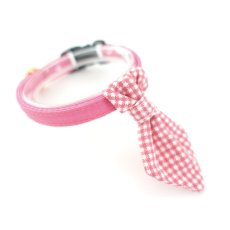 画像1: Ｂasic gingham Check/ベーシックギンガムチェック/ネクタイ首輪（ピンク） (1)