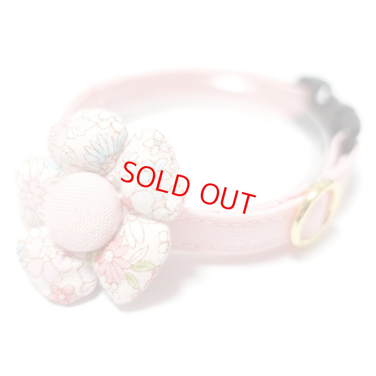 画像1: Petite Fleur/プチフルール/フラワーモチーフ猫首輪（ピンク） (1)