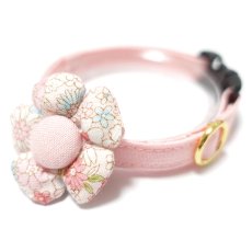 画像1: Petite Fleur/プチフルール/フラワーモチーフ猫首輪（ピンク） (1)
