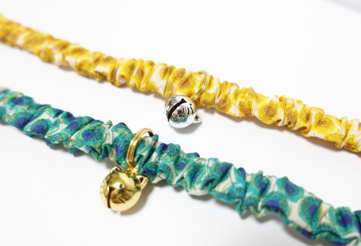 画像4: エアリーシュシュ・LIBERTYファブリック・シュシュ猫首輪・猫首輪(Xanthe Sunbeam ザンジー・サンビーム)イエロー (4)