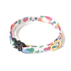 画像2: エアリー首輪・LIBERTY Fabrics・リバティ・ファブリックス猫首輪Betsy （ベッツィ）ディープピンク＆オレンジ (2)
