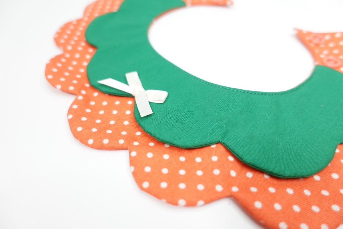 画像2: みかん・オレンジ衿/猫のスタイ首輪/ダブル衿【ロングタイプ】 (2)