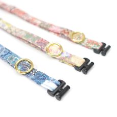 画像4: エアリー首輪・LIBERTY Fabrics・リバティ・ファブリックス猫首輪・Archive patchwork （アーカイブパッチワーク）モスピンク (4)