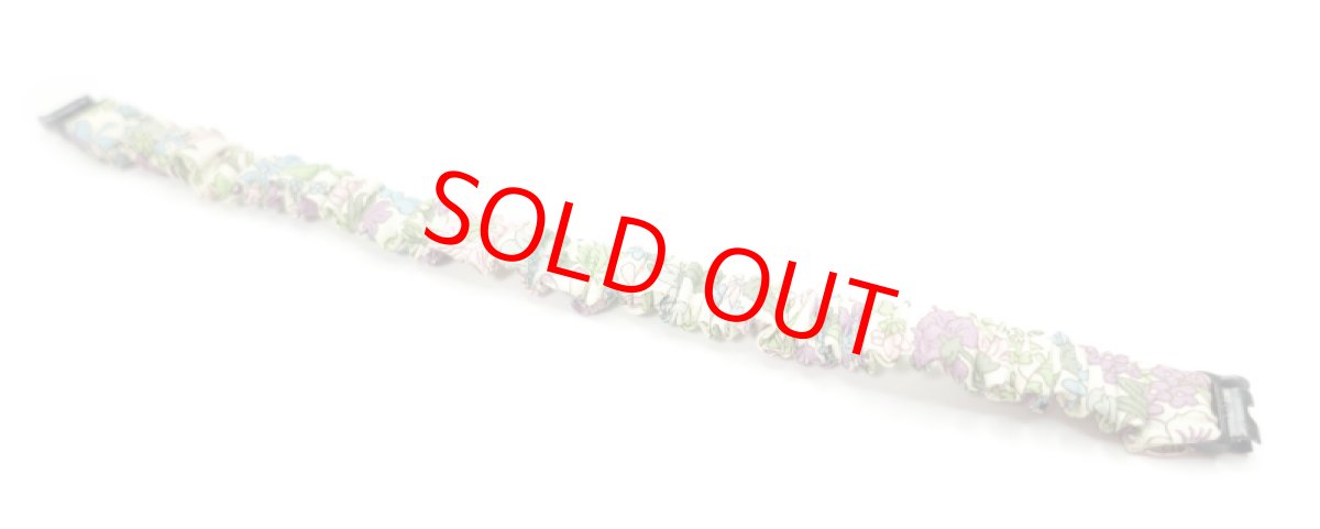 画像5: エアリーシュシュ・LIBERTYファブリック・シュシュ猫首輪・Emily（エミリー）グリーン×パープル (5)