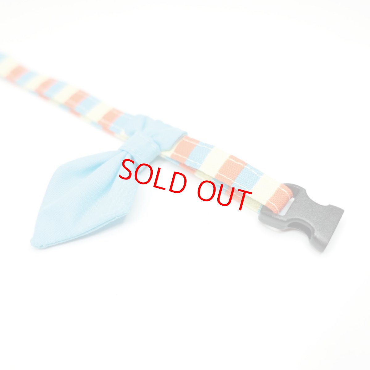 画像3: Nonbillieオリジナルボーダー柄/無地水色/ネクタイ首輪（オレンジ×イエロー×水色） (3)