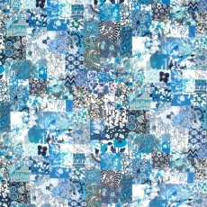 画像8: エアリーシュシュ・LIBERTYファブリック・シュシュ猫首輪・Archive patchwork （アーカイブパッチワーク）ブルー (8)