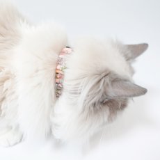 画像4: エアリーシュシュ・LIBERTYファブリック・シュシュ猫首輪・Archive patchwork （アーカイブパッチワーク）モスピンク (4)