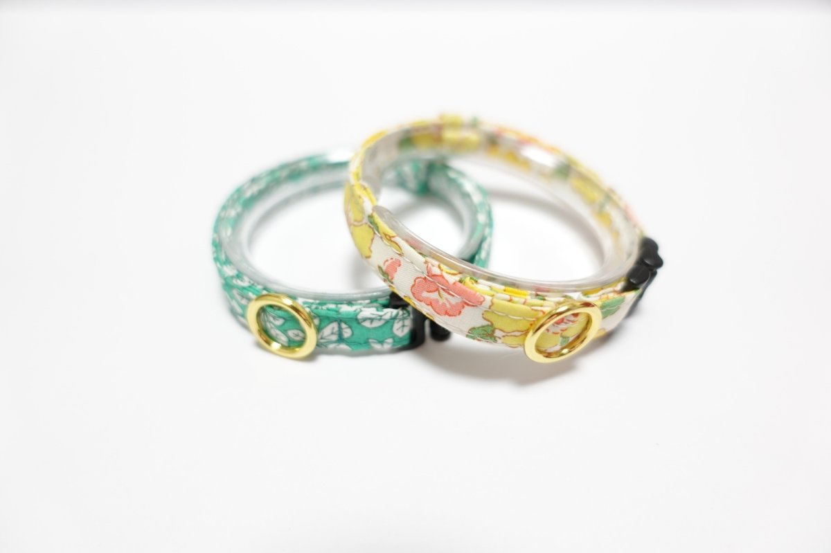 画像4: 子猫用首輪・エアリー首輪・LIBERTY Fabrics・リバティ・ファブリックス猫首輪・GODWIN（ゴドウィン）グリーン (4)