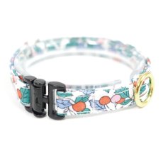画像2: エアリー首輪・LIBERTY Fabrics・リバティ・ファブリックス猫首輪・COLLEEN’S ORCHARD（コリーンズ・オーチャード）ブルー×オレンジ (2)