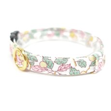 画像1: エアリー首輪・LIBERTY Fabrics・リバティ・ファブリックス猫首輪・COLLEEN’S ORCHARD（コリーンズ・オーチャード）ピンク×イエロー (1)