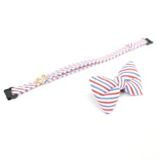 画像4: MODA・モダファブリックシリーズ・Holiday Essentials Americana（ホリデーエッセンシャルズアメリカーナ）・リボン猫首輪・（トリコロールリボン首輪） (4)