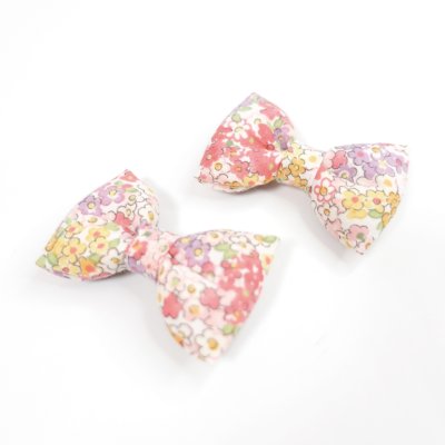 画像2: MODA・モダファブリックシリーズ・Dainty Meadow（デインティメドウ）・リボン猫首輪・（水色リボン×パープルリーフ柄首輪）