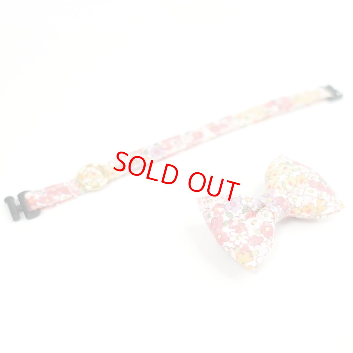 画像4: 大切な君に届けたい花束コレクションE柄・リボン猫首輪・（ピンク系小花柄リボン×小花柄首輪） (4)